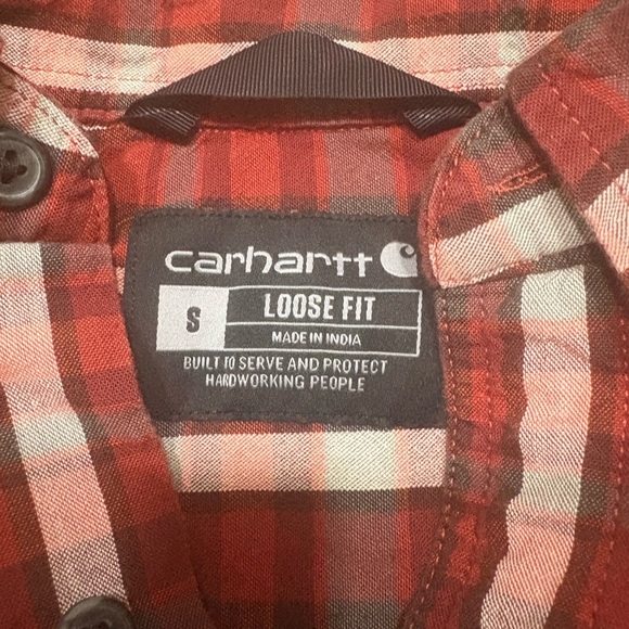 Carhartt Men's Casual Red and Black Plaid Shirt - Picture 3 of 5